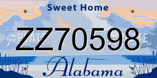 ZZ70598 Alabama License Plate