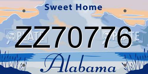 ZZ70776 Alabama License Plate