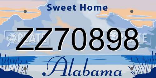 ZZ70898 Alabama License Plate