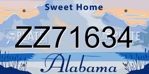 ZZ71634 Alabama License Plate