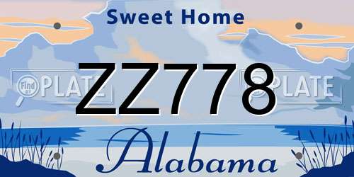 ZZ778 Alabama License Plate