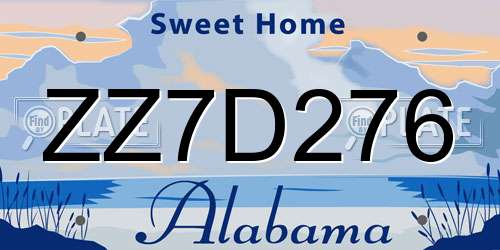 ZZ7D276 Alabama License Plate