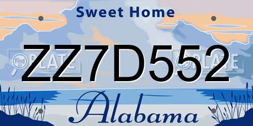 ZZ7D552 Alabama License Plate
