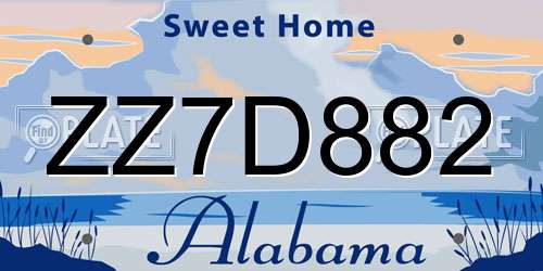 ZZ7D882 Alabama License Plate