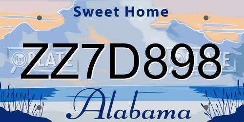 ZZ7D898 Alabama License Plate