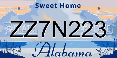 ZZ7N223 Alabama License Plate
