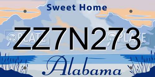 ZZ7N273 Alabama License Plate