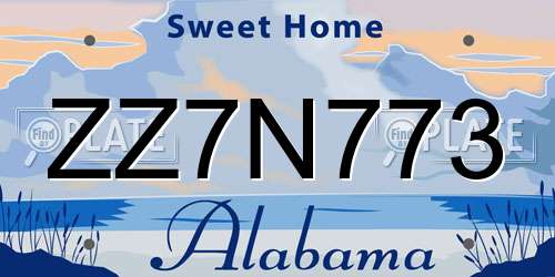 ZZ7N773 Alabama License Plate
