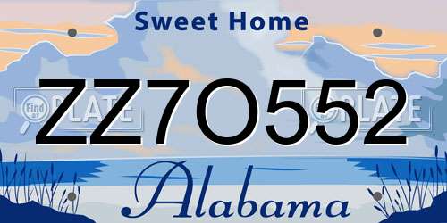 ZZ7O552 Alabama License Plate