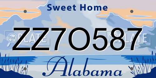 ZZ7O587 Alabama License Plate