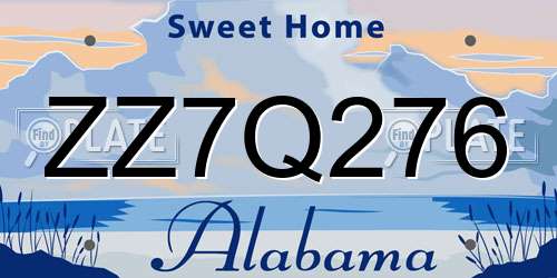 ZZ7Q276 Alabama License Plate