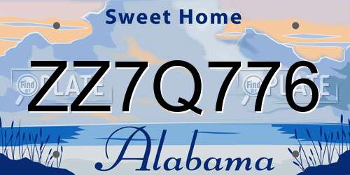 ZZ7Q776 Alabama License Plate