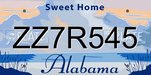 ZZ7R545 Alabama License Plate
