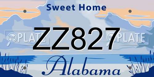 ZZ827 Alabama License Plate