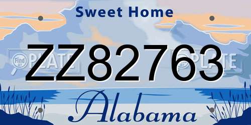 ZZ82763 Alabama License Plate