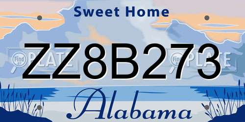 ZZ8B273 Alabama License Plate
