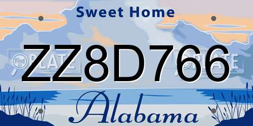 ZZ8D766 Alabama License Plate