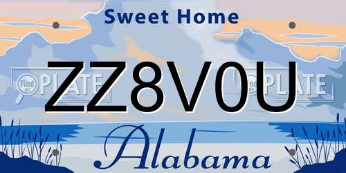 ZZ8V0U Alabama License Plate