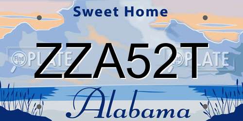 ZZA52T Alabama License Plate