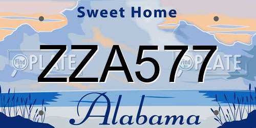 ZZA577 Alabama License Plate