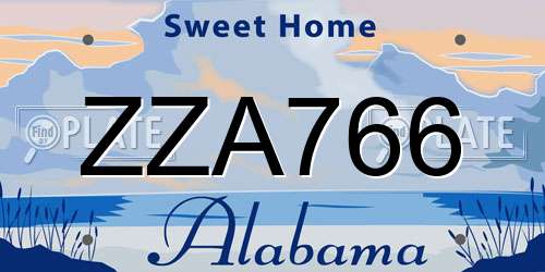 ZZA766 Alabama License Plate