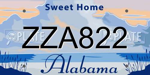 ZZA822 Alabama License Plate