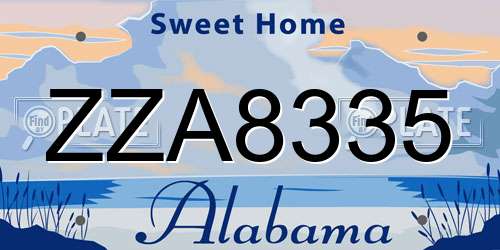 ZZA8335 Alabama License Plate