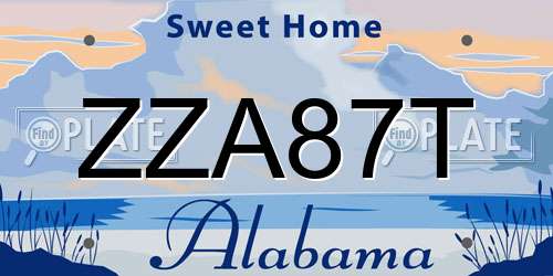 ZZA87T Alabama License Plate