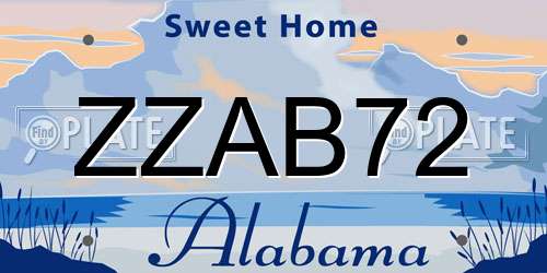 ZZAB72 Alabama License Plate