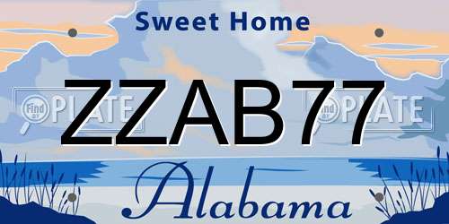 ZZAB77 Alabama License Plate