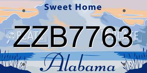 ZZB7763 Alabama License Plate