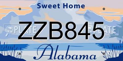 ZZB845 Alabama License Plate