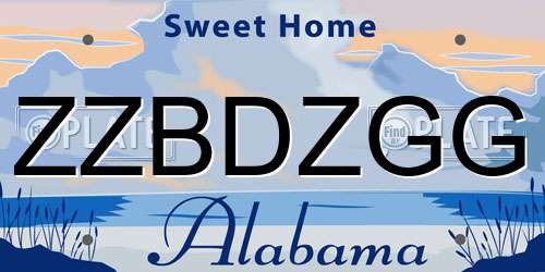 ZZBDZGG Alabama License Plate