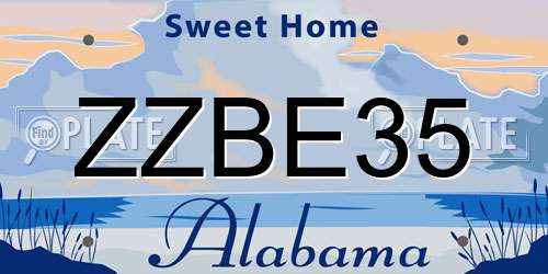 ZZBE35 Alabama License Plate