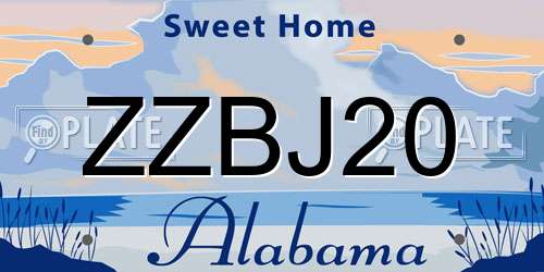ZZBJ20 Alabama License Plate