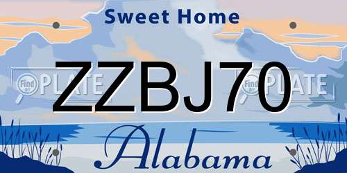 ZZBJ70 Alabama License Plate