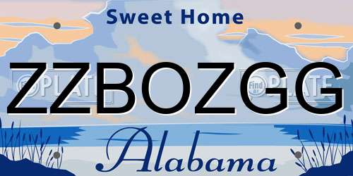 ZZBOZGG Alabama License Plate