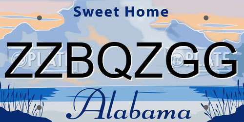 ZZBQZGG Alabama License Plate