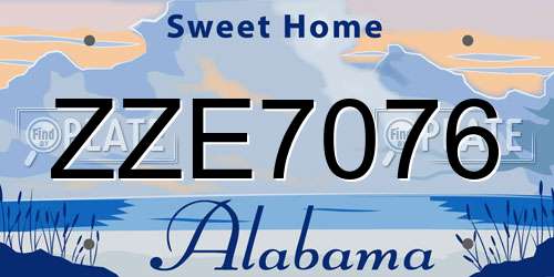 ZZE7076 Alabama License Plate