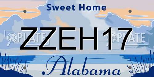 ZZEH17 Alabama License Plate