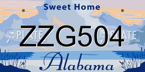 ZZG504 Alabama License Plate