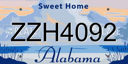 ZZH4092 Alabama License Plate