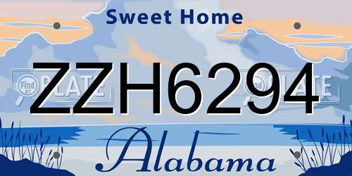 ZZH6294 Alabama License Plate