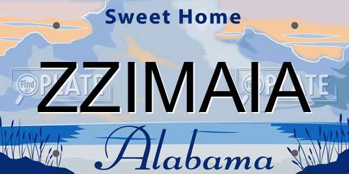 ZZIMAIA Alabama License Plate