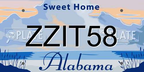 ZZIT58 Alabama License Plate