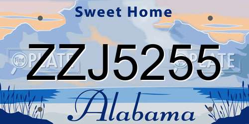 ZZJ5255 Alabama License Plate