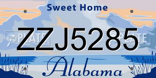 ZZJ5285 Alabama License Plate