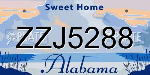 ZZJ5288 Alabama License Plate