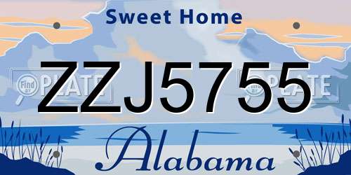 ZZJ5755 Alabama License Plate
