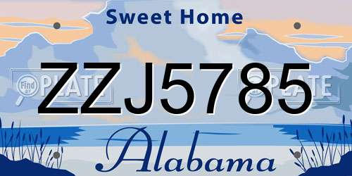 ZZJ5785 Alabama License Plate